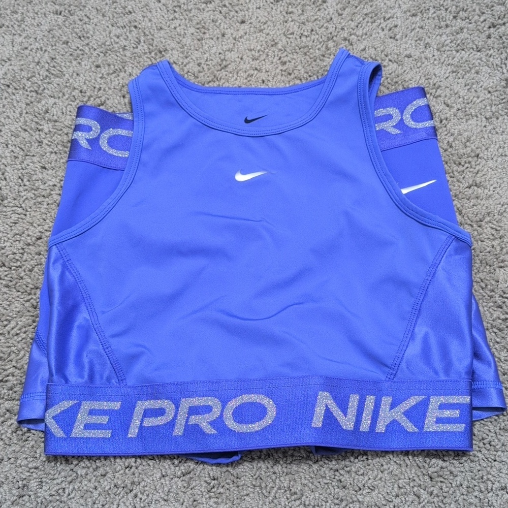 Nike Pro Mid Rise Shine Sports Bra And Shorts Set XS Top Small Bottoms - Picture 11 of 13